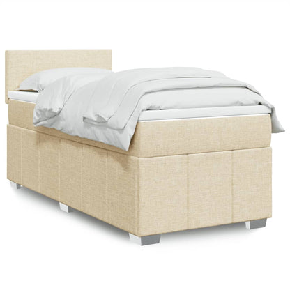 Boxspringbett mit Matratze Creme 90x200 cm Stoff