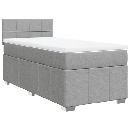 Boxspringbett mit Matratze Hellgrau 90x200 cm Stoff