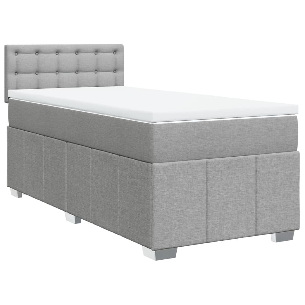 Boxspringbett mit Matratze Hellgrau 90x200 cm Stoff