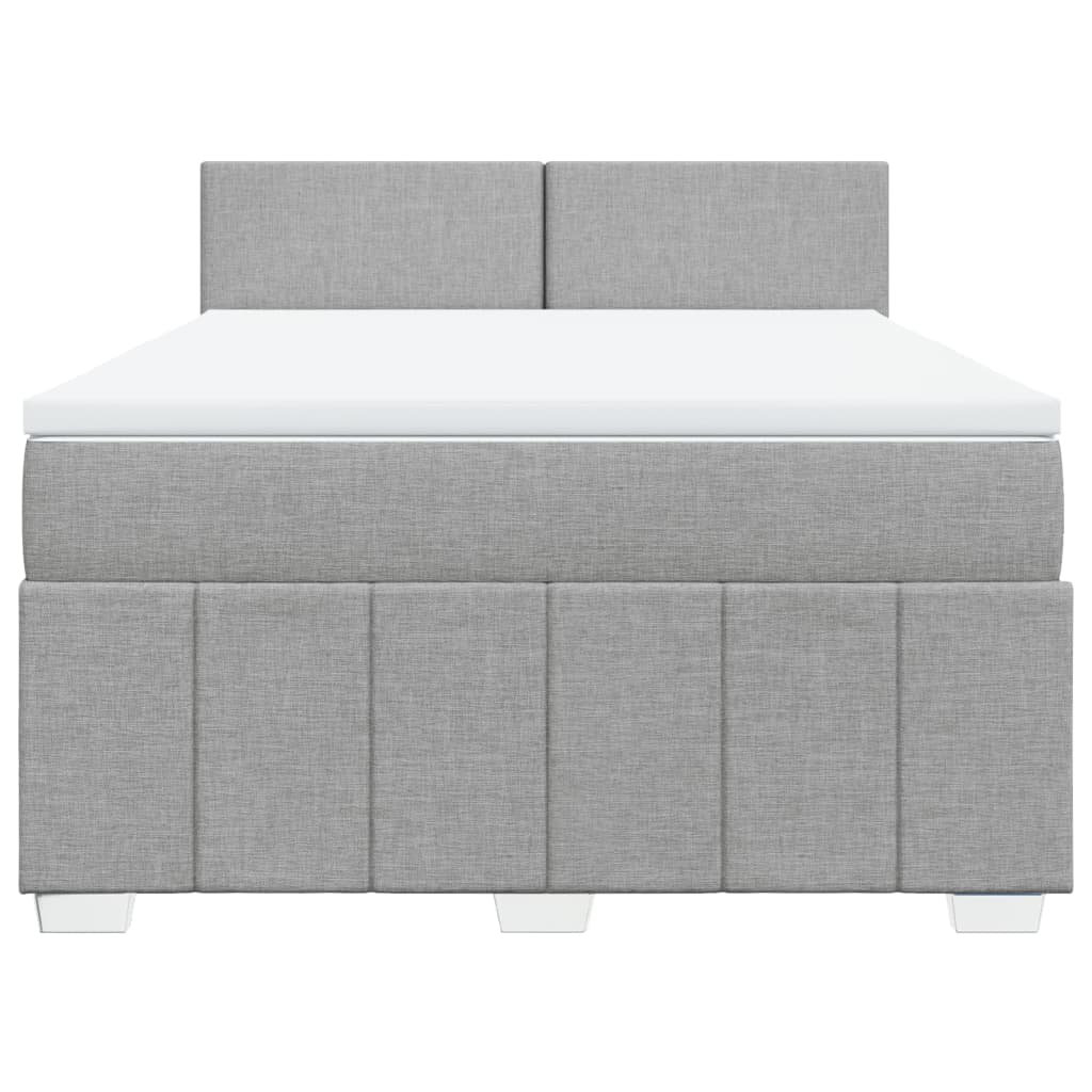 Boxspringbett mit Matratze Hellgrau 140x200 cm Stoff