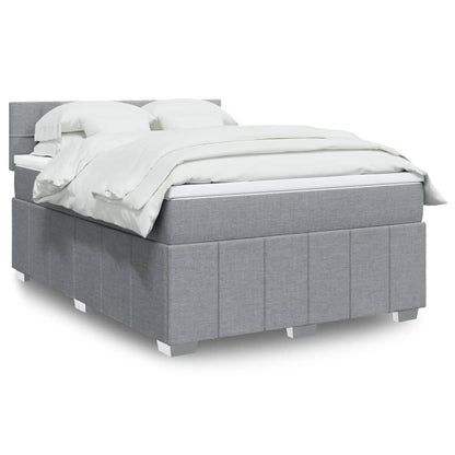 Boxspringbett mit Matratze Hellgrau 140x200 cm Stoff