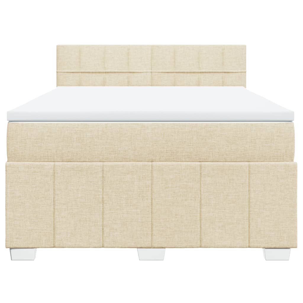 Boxspringbett mit Matratze Creme 140x200 cm Stoff