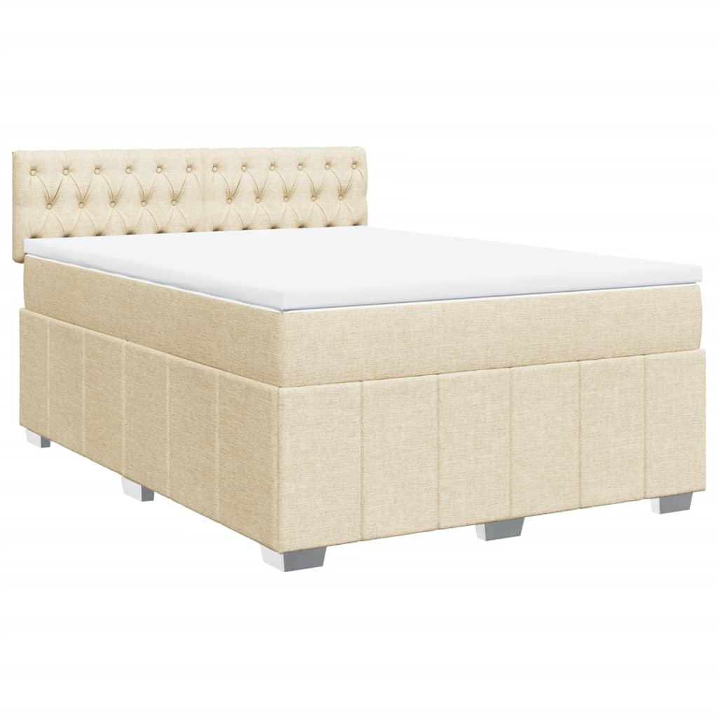 Boxspringbett mit Matratze Creme 140x200 cm Stoff