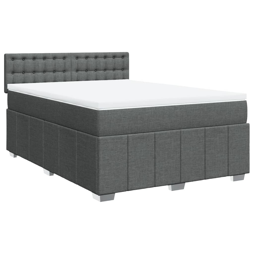 Boxspringbett mit Matratze Dunkelgrau 140x200 cm Stoff