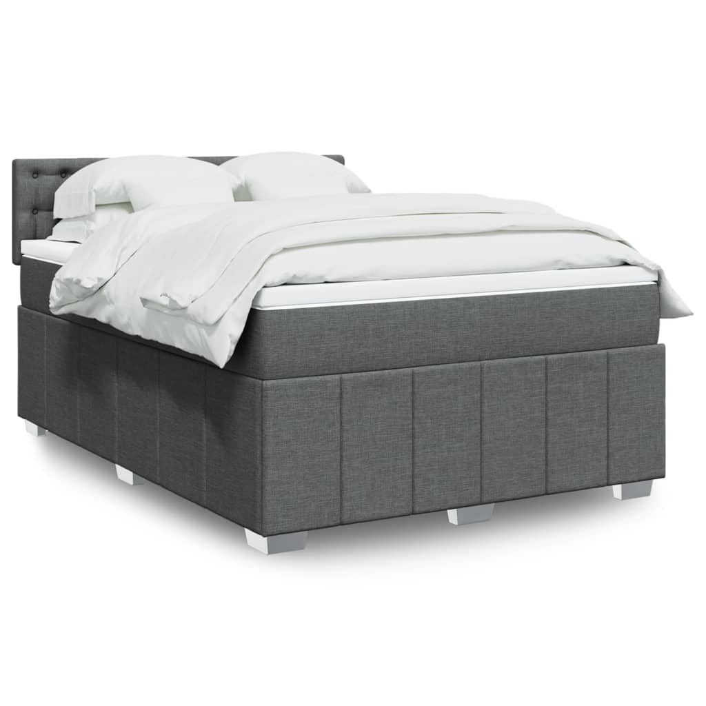 Boxspringbett mit Matratze Dunkelgrau 140x200 cm Stoff