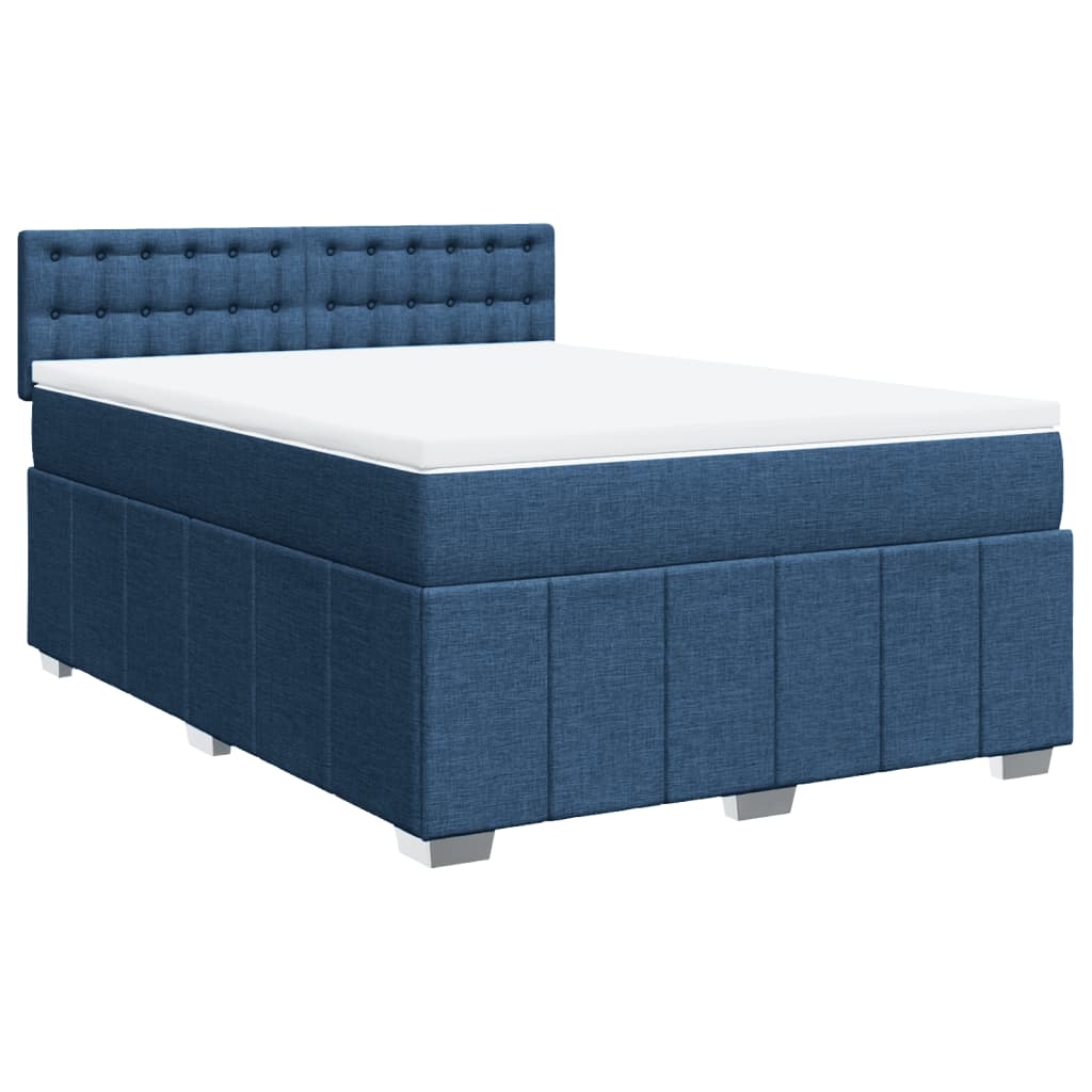 Boxspringbett mit Matratze Blau 140x200 cm Stoff