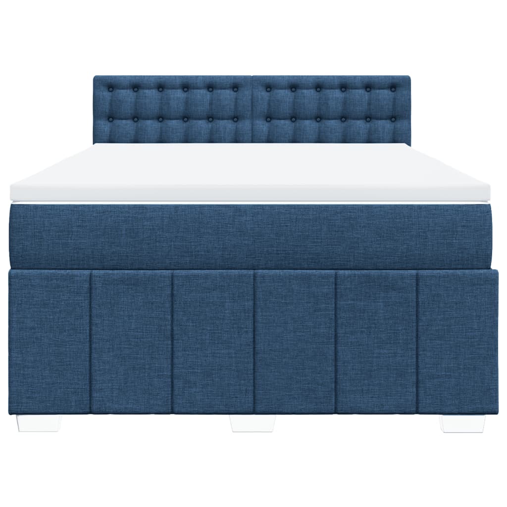 Boxspringbett mit Matratze Blau 140x200 cm Stoff