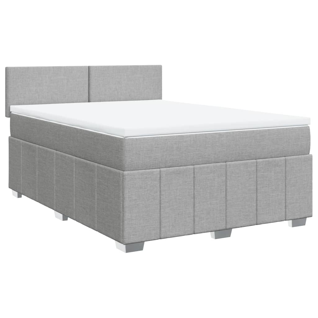 Boxspringbett mit Matratze Hellgrau 160x200 cm Stoff