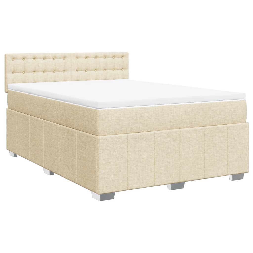 Boxspringbett mit Matratze Creme 160x200 cm Stoff