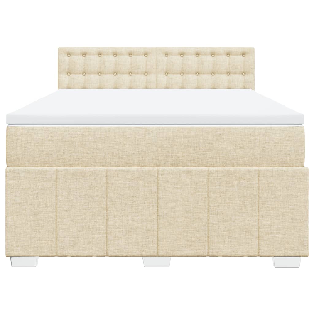 Boxspringbett mit Matratze Creme 160x200 cm Stoff