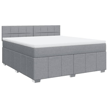 Boxspringbett mit Matratze Hellgrau 180x200 cm Stoff