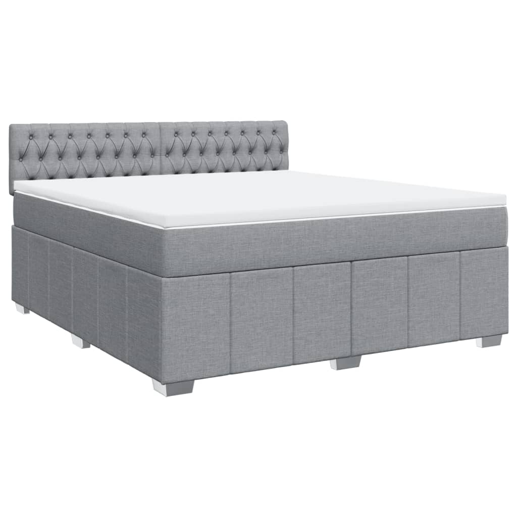 Boxspringbett mit Matratze Hellgrau 180x200 cm Stoff