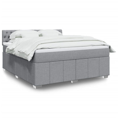 Boxspringbett mit Matratze Hellgrau 180x200 cm Stoff