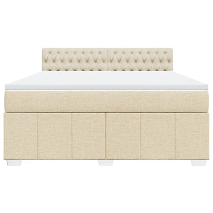 Boxspringbett mit Matratze Creme 180x200 cm Stoff