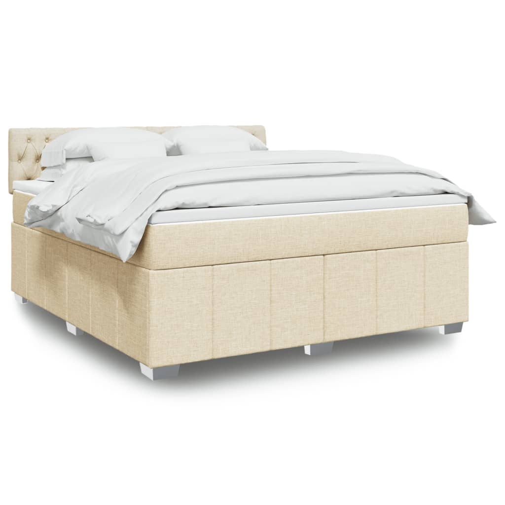 Boxspringbett mit Matratze Creme 180x200 cm Stoff