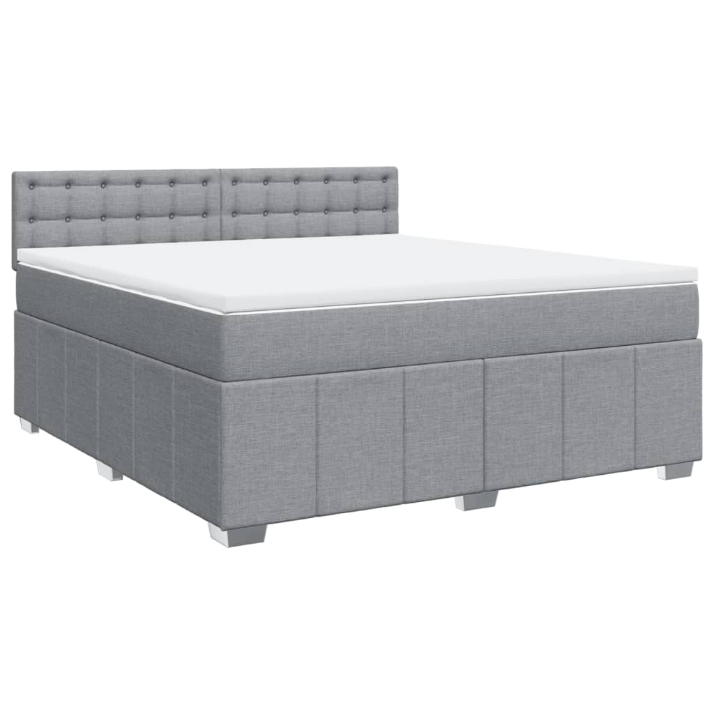 Boxspringbett mit Matratze Hellgrau 180x200 cm Stoff