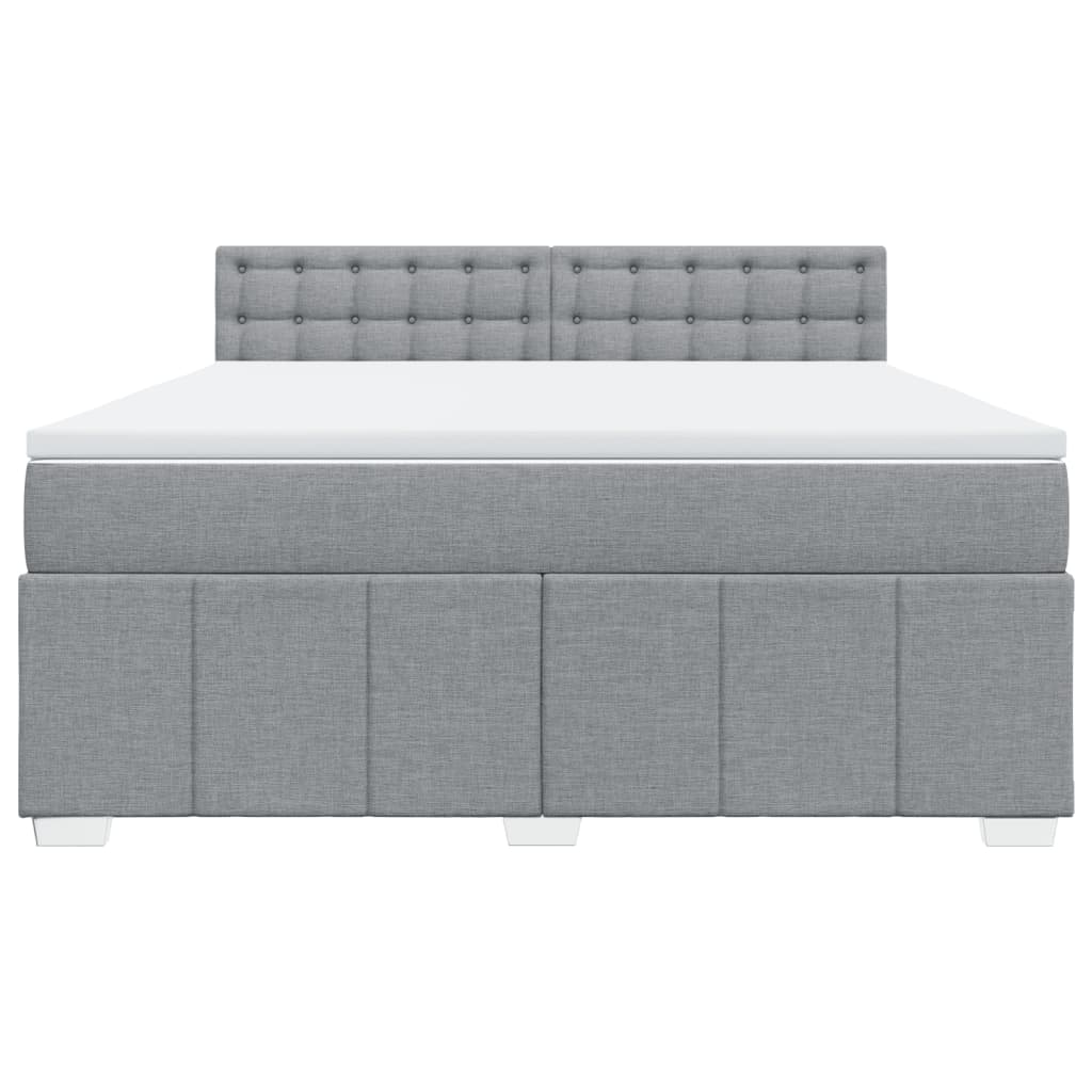 Boxspringbett mit Matratze Hellgrau 180x200 cm Stoff