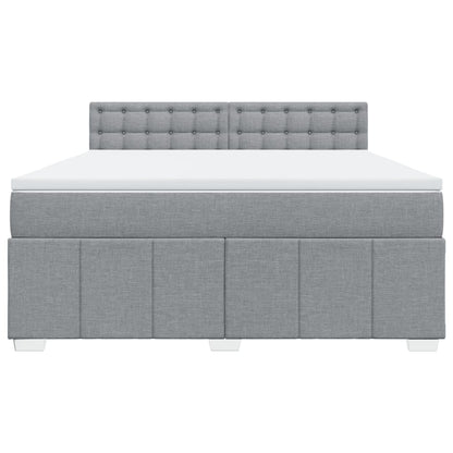 Boxspringbett mit Matratze Hellgrau 180x200 cm Stoff