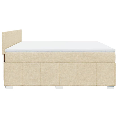 Boxspringbett mit Matratze Creme 200x200 cm Stoff