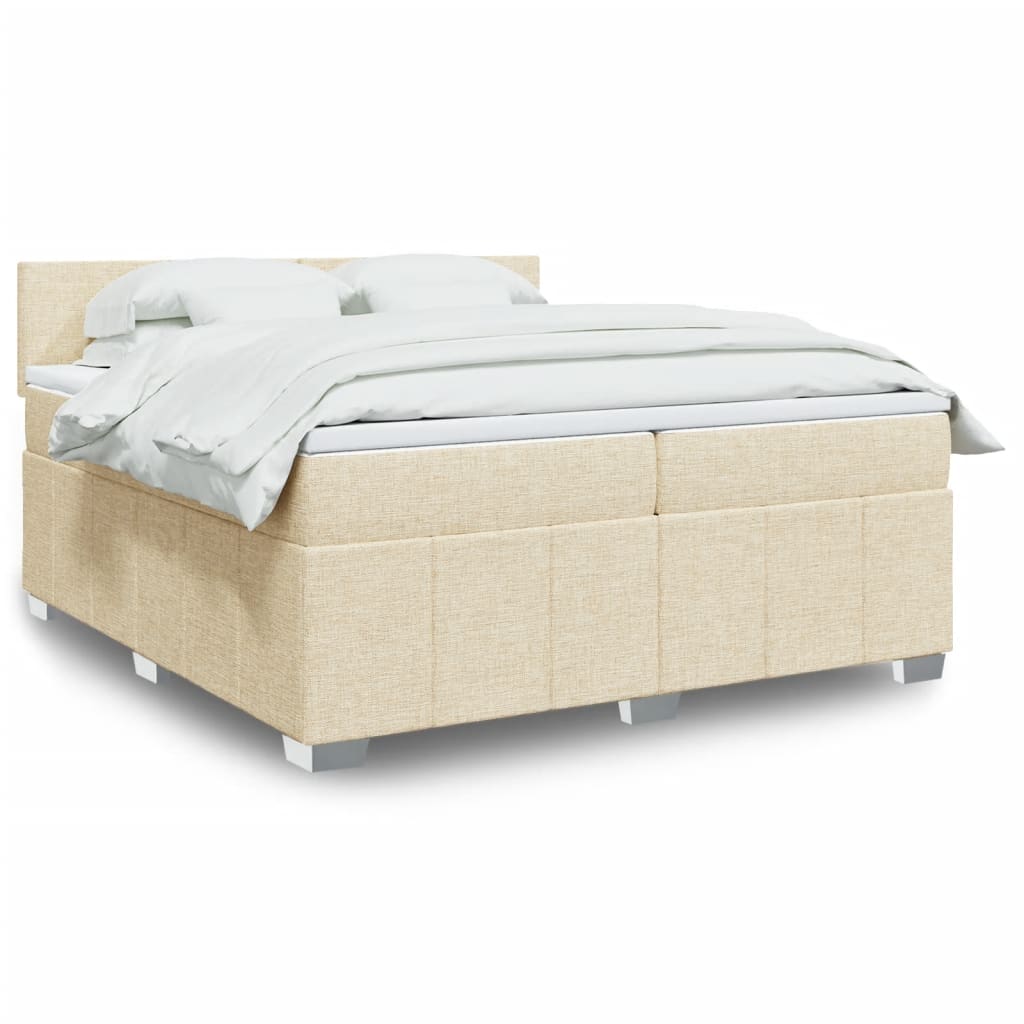 Boxspringbett mit Matratze Creme 200x200 cm Stoff