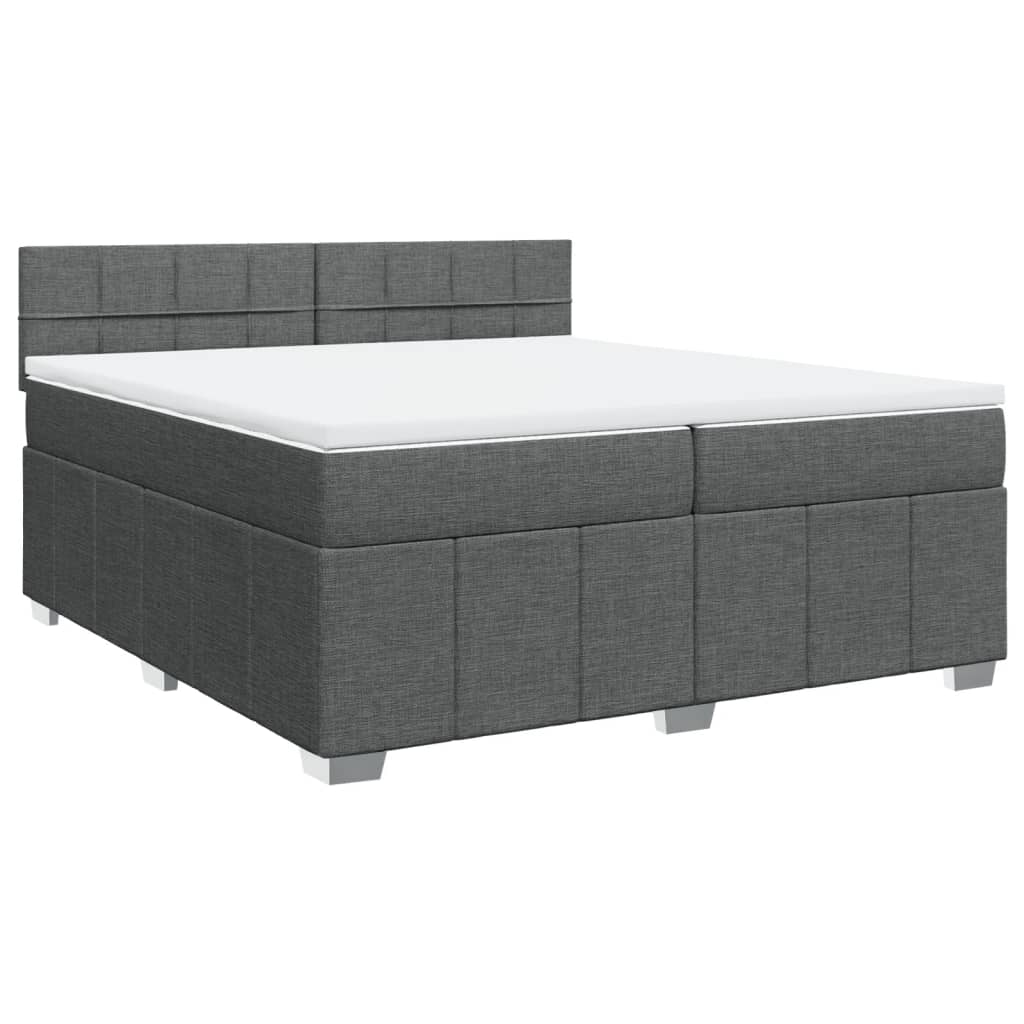 Boxspringbett mit Matratze Dunkelgrau 200x200 cm Stoff