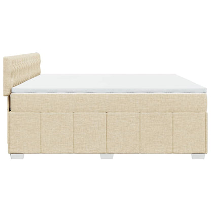 Boxspringbett mit Matratze Creme 200x200 cm Stoff