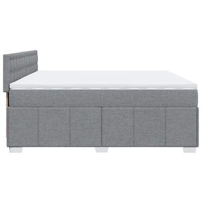 Boxspringbett mit Matratze Hellgrau 200x200 cm Stoff