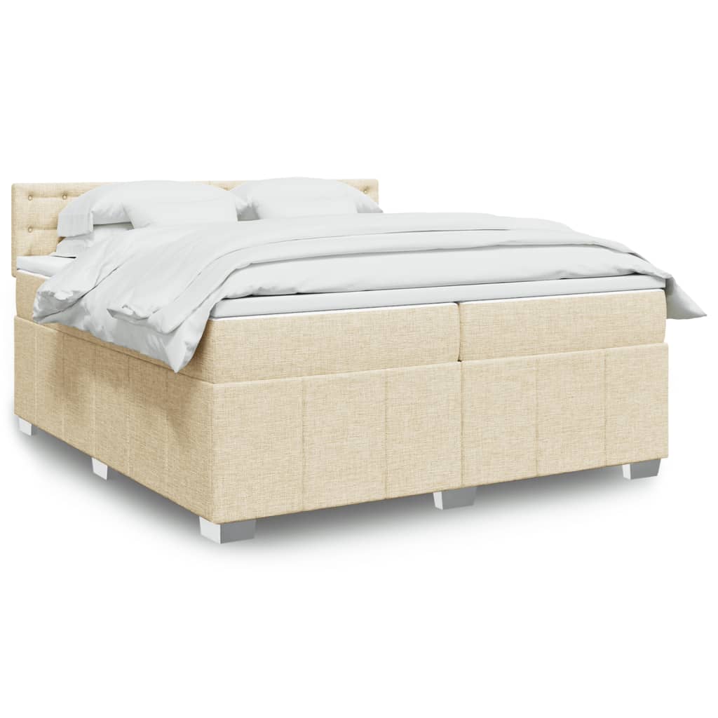 Boxspringbett mit Matratze Creme 200x200 cm Stoff