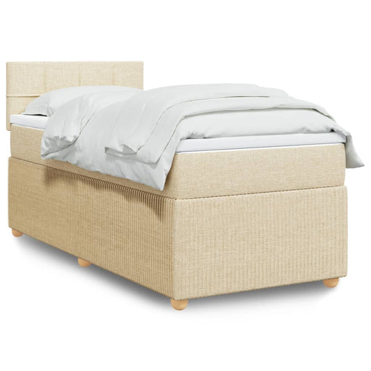 Boxspringbett mit Matratze Creme 90x200 cm Stoff