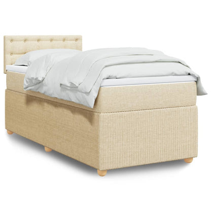 Boxspringbett mit Matratze Creme 90x200 cm Stoff