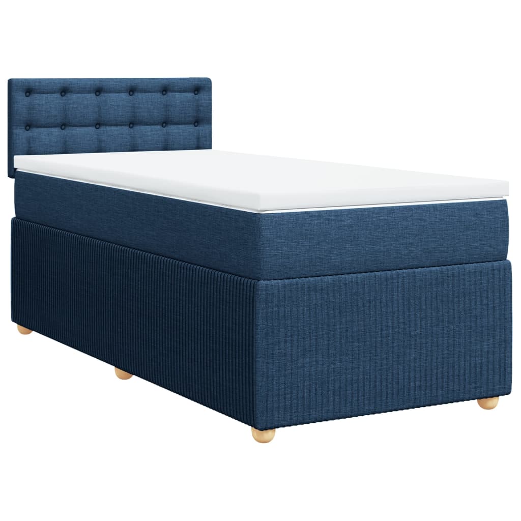 Boxspringbett mit Matratze Blau 90x200 cm Stoff