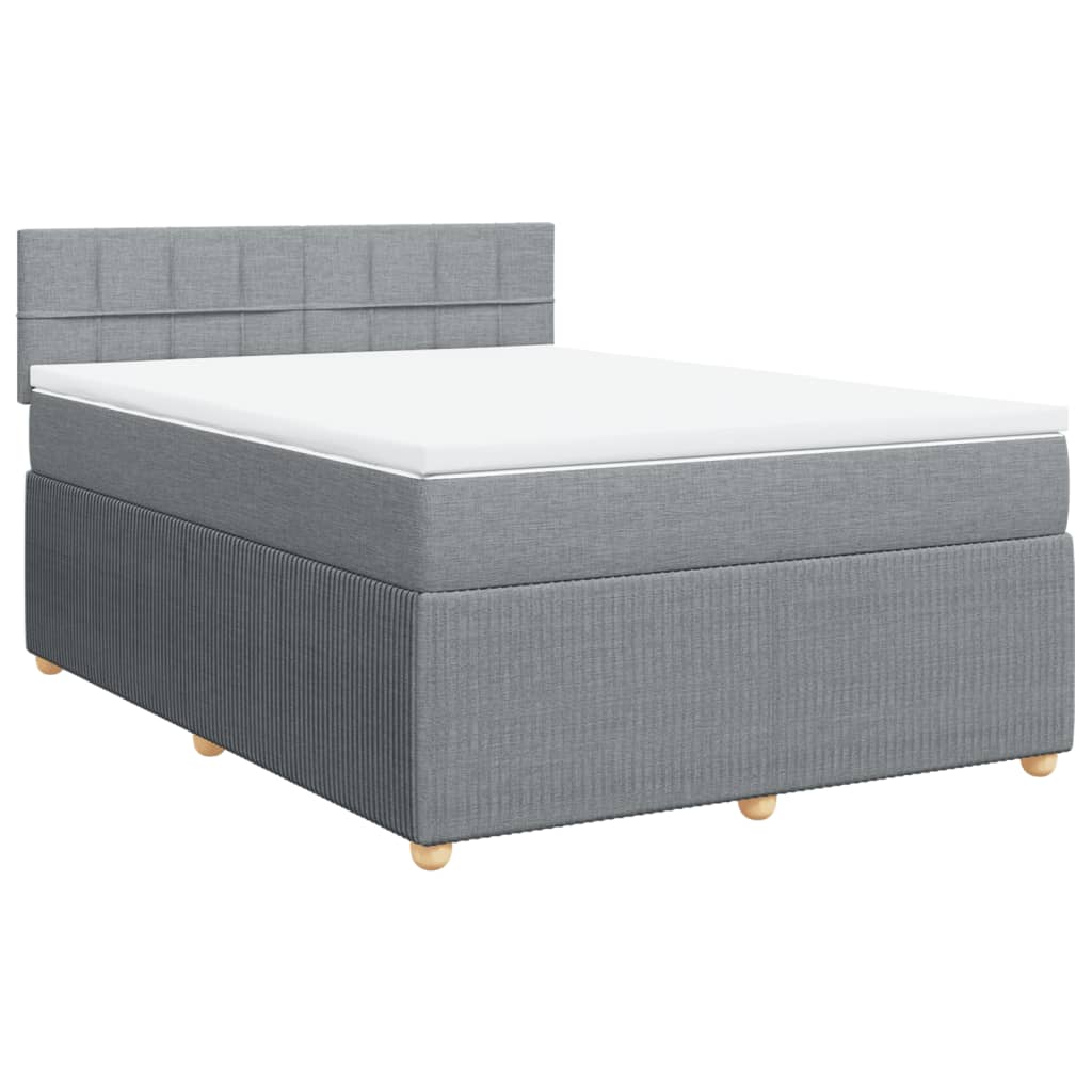 Boxspringbett mit Matratze Hellgrau 140x200 cm Stoff