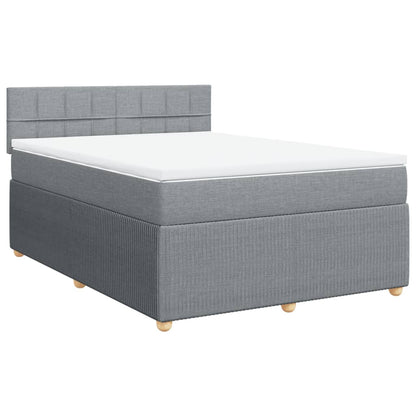 Boxspringbett mit Matratze Hellgrau 140x200 cm Stoff