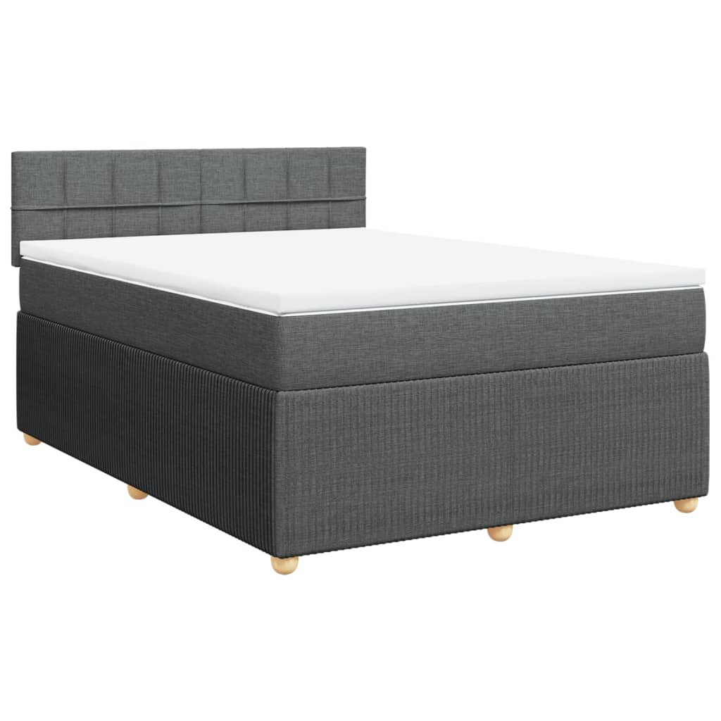 Boxspringbett mit Matratze Dunkelgrau 140x200 cm Stoff