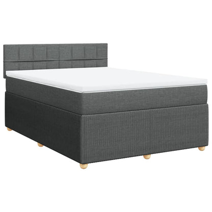 Boxspringbett mit Matratze Dunkelgrau 140x200 cm Stoff