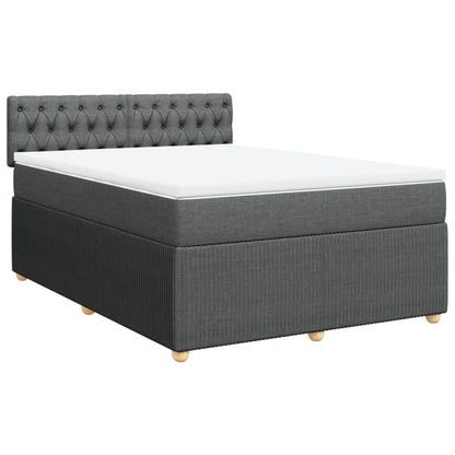 Boxspringbett mit Matratze Dunkelgrau 140x200 cm Stoff