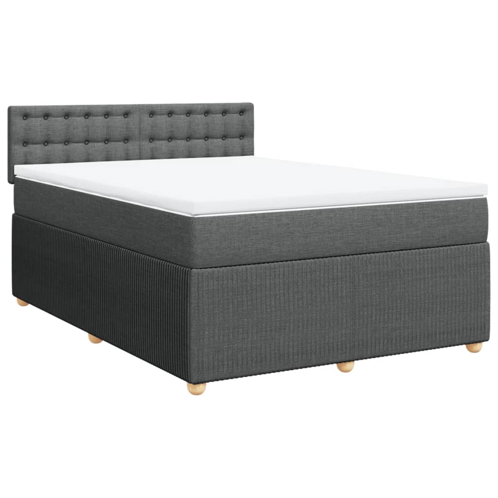 Boxspringbett mit Matratze Dunkelgrau 140x200 cm Stoff