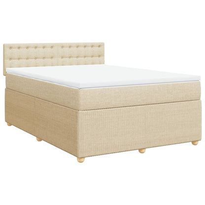 Boxspringbett mit Matratze Creme 140x200 cm Stoff