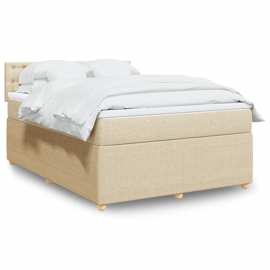 Boxspringbett mit Matratze Creme 140x200 cm Stoff