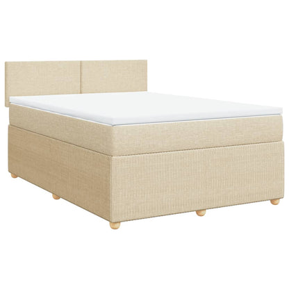 Boxspringbett mit Matratze Creme 160x200 cm Stoff