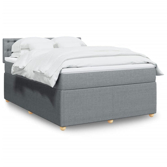 Boxspringbett mit Matratze Hellgrau 160x200 cm Stoff