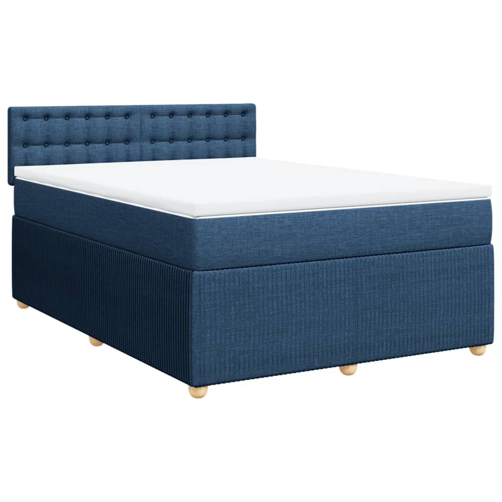 Boxspringbett mit Matratze Blau 160x200 cm Stoff