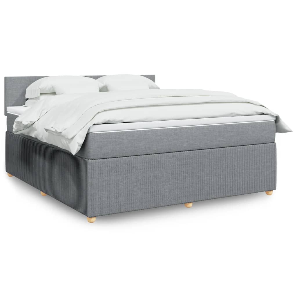 Boxspringbett mit Matratze Hellgrau 180x200 cm Stoff