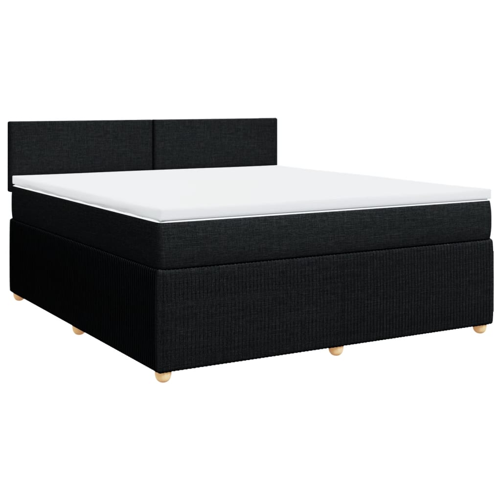 Boxspringbett mit Matratze Schwarz 180x200 cm Stoff