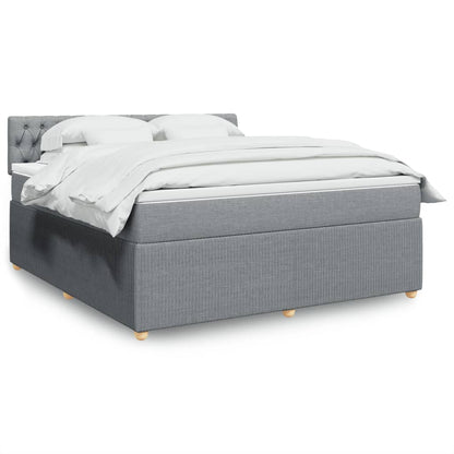 Boxspringbett mit Matratze Hellgrau 180x200 cm Stoff