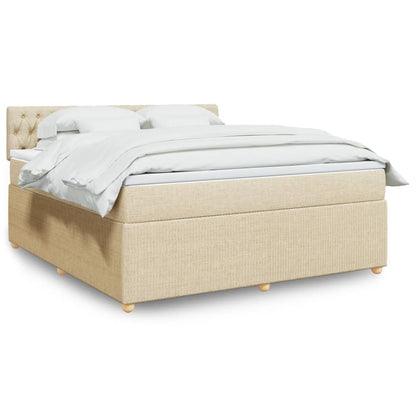 Boxspringbett mit Matratze Creme 180x200 cm Stoff