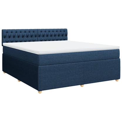 Boxspringbett mit Matratze Blau 180x200 cm Stoff