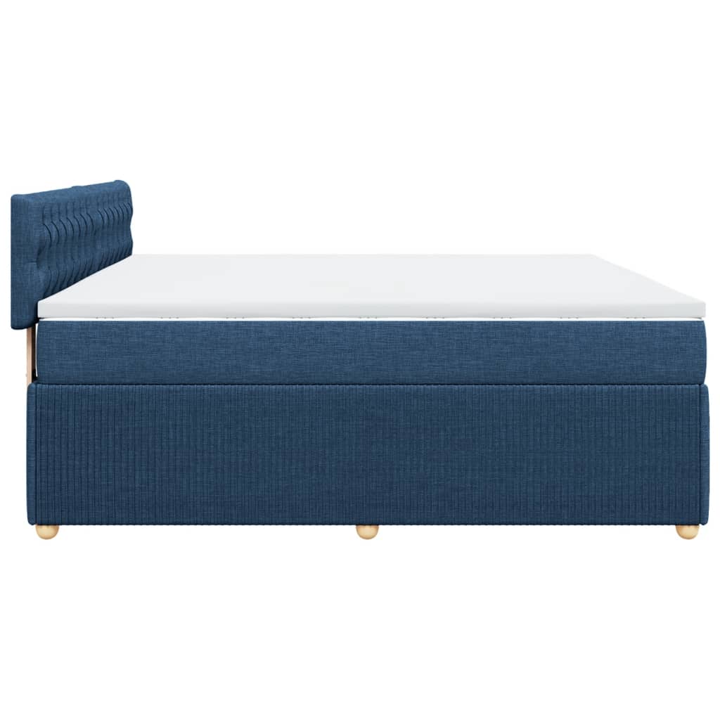 Boxspringbett mit Matratze Blau 180x200 cm Stoff