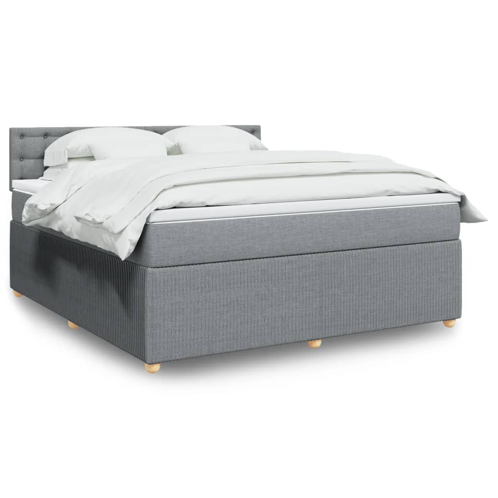 Boxspringbett mit Matratze Hellgrau 180x200 cm Stoff