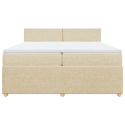 Boxspringbett mit Matratze Creme 200x200 cm Stoff